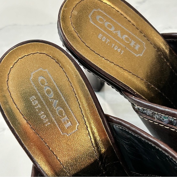 Vintage Coach Tweed Heeled Platform Mules - Picture 10 of 11